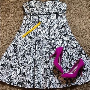 Black/white rose dress